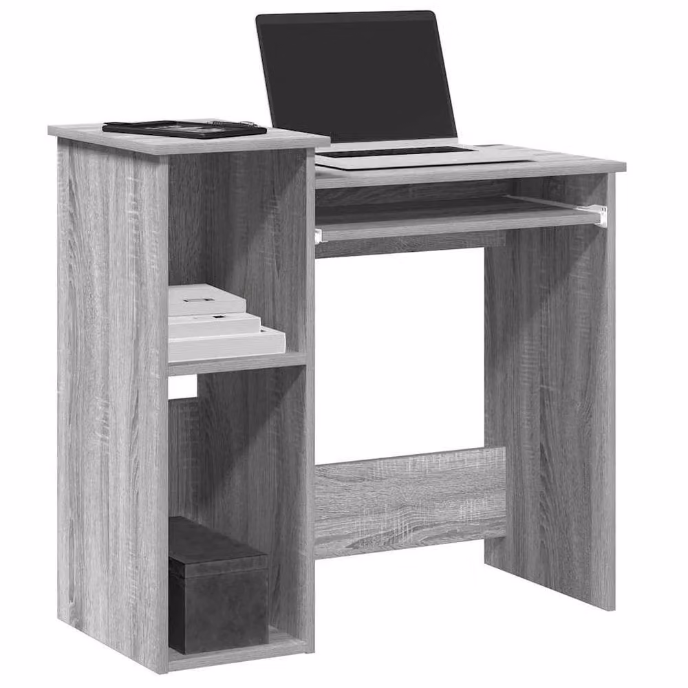 Berkfield Home Computer Desk with Shelves in Grey Sonoma, W/D/H: 84 x 40 x 78 cm – 2