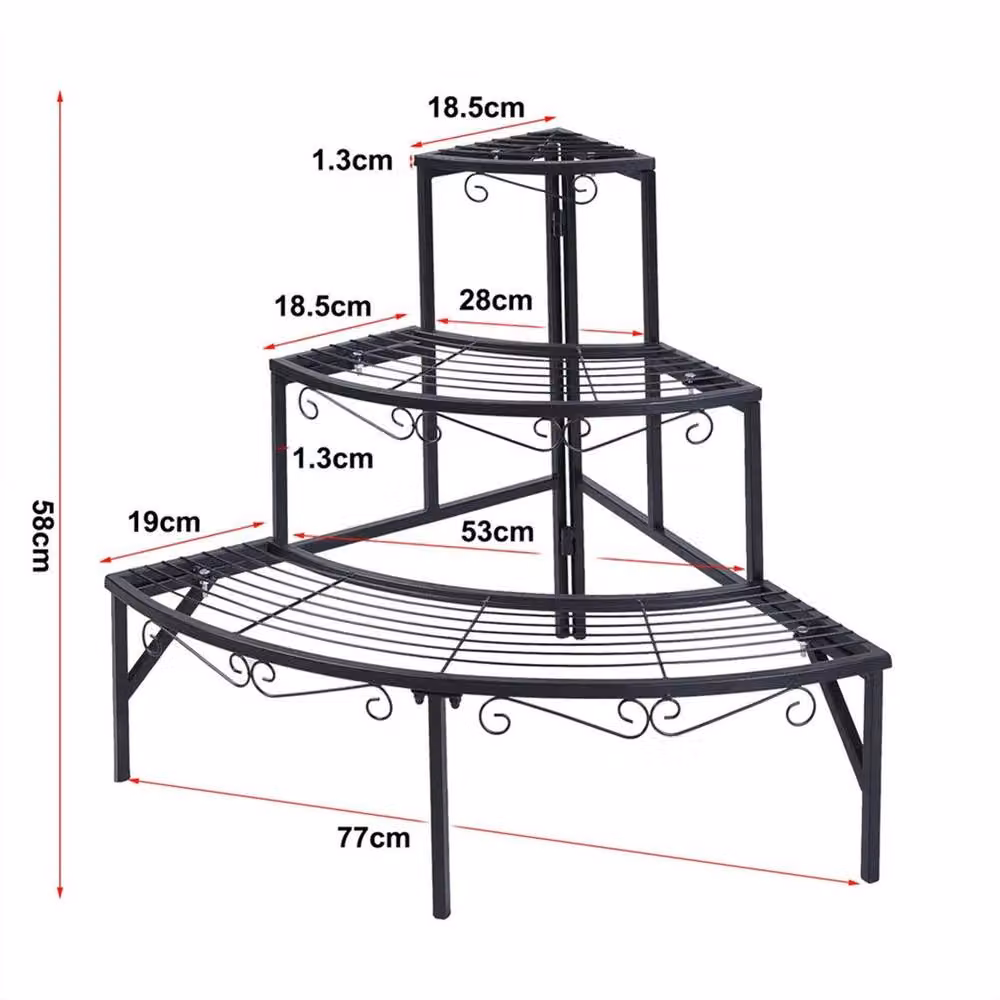 EONLION Black Matt Metal Corner Plant Stand and Flower Storage Rack – 2