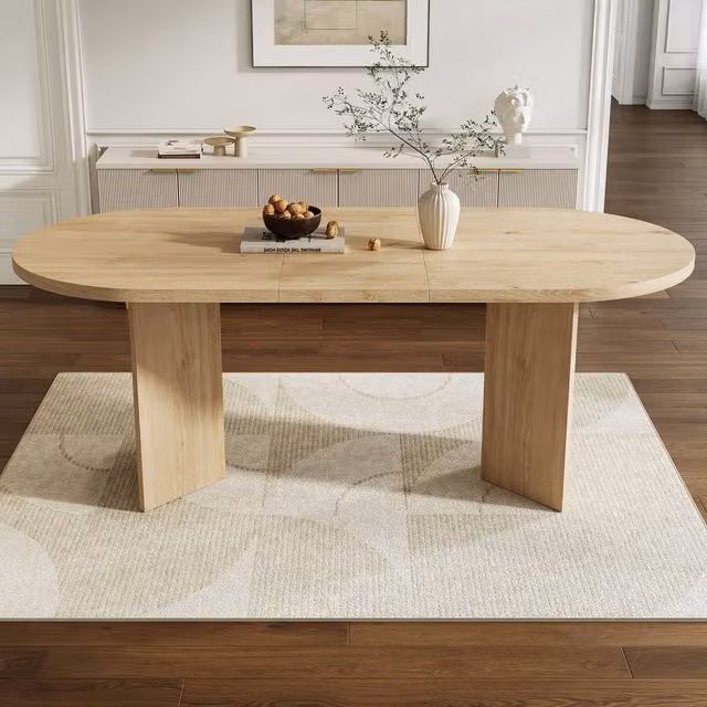 ModernLuxe Modern Oval Dining Table in Brown with Pedestal Base, W: 180 cm, D: 90 cm, H: 75 cm