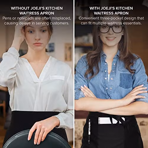 Joeji's Black Waist Apron with Pockets, Pack of 3 – 6