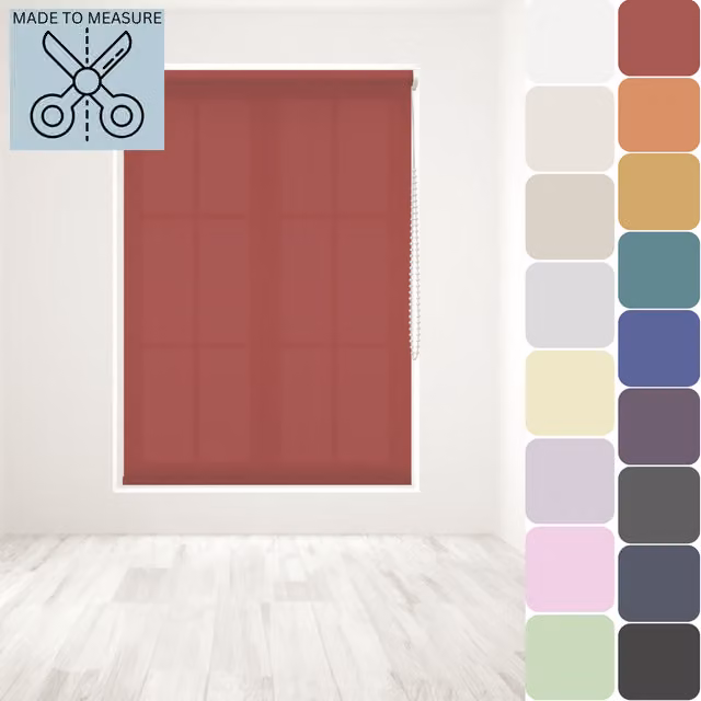 Caecus Made to Measure Straight Edge Roller Blind, Red, Width: 150 cm