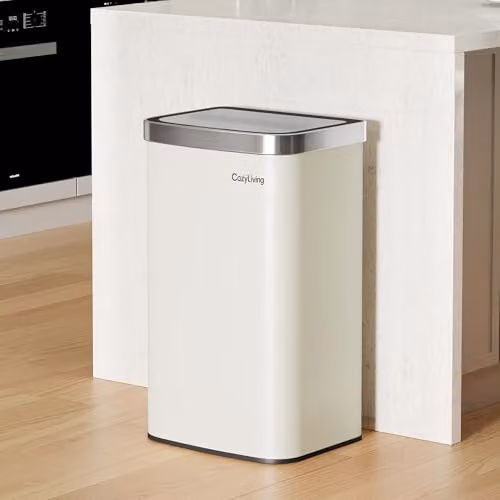 CozyLiving Automatic Motion Sensor Kitchen Bin with Soft Close Lid in White, W/D/H: 65.5 x 29.5 x 39.0 cm – 2