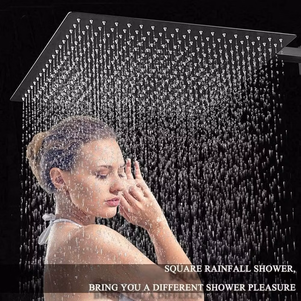 PAWNORA Large Square Stainless Steel Shower Head, Matt Black, Diameter: 25.4 cm – 4
