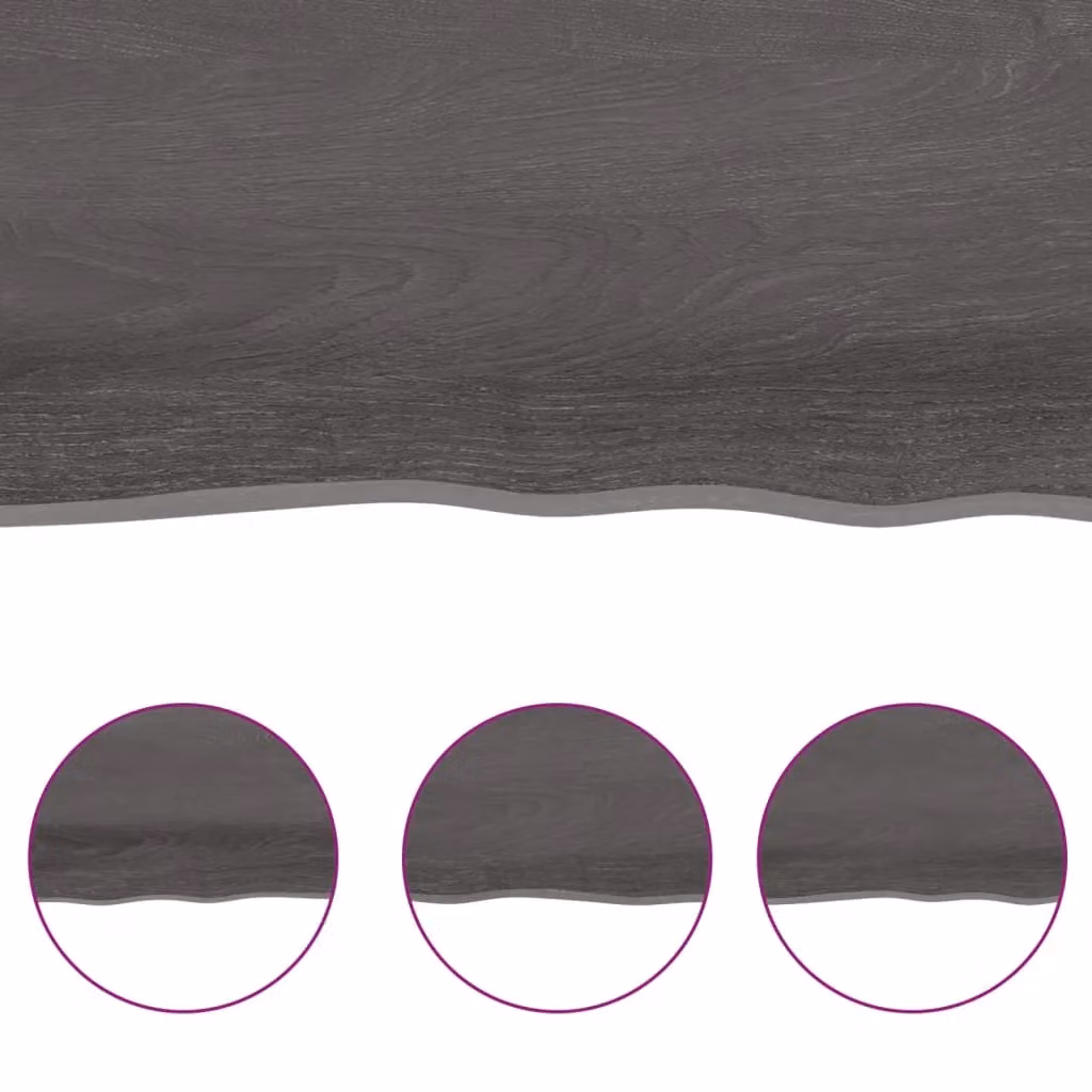 Berkfield Home Table Top Live Edge Solid Wood in Dark Grey and Brown, W: 80 cm, D: 40 cm, H: 2-4 cm – 4