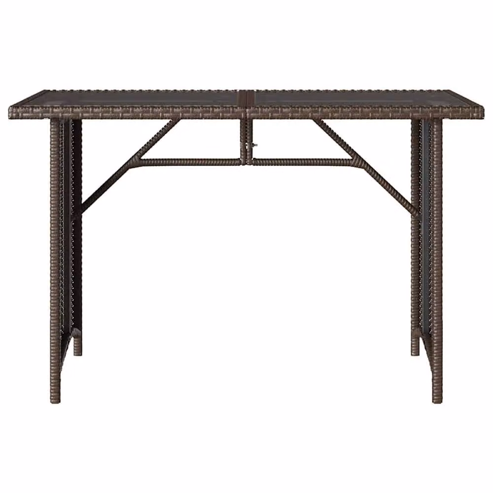 Berkfield Home Brown Poly Rattan Garden Table with Glass Top, W/D/H: 110 x 68 x 70 cm – 3