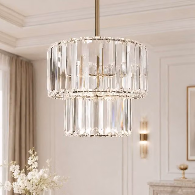 Voltico Tiered Crystal Effect Acrylic Lampshade, Clear, Diameter: 25 cm
