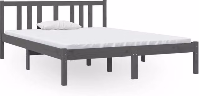 Berkfield Home Modern Solid Pine Wood Bed Frame, Grey, W: 135 cm, D: 190 cm – 1