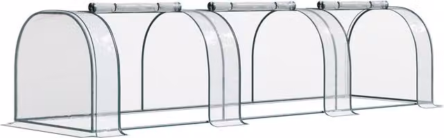Outsunny Portable Small Greenhouse with Steel Frame and PVC Tunnel, W: 100 cm, H: 80 cm, D: 350 cm