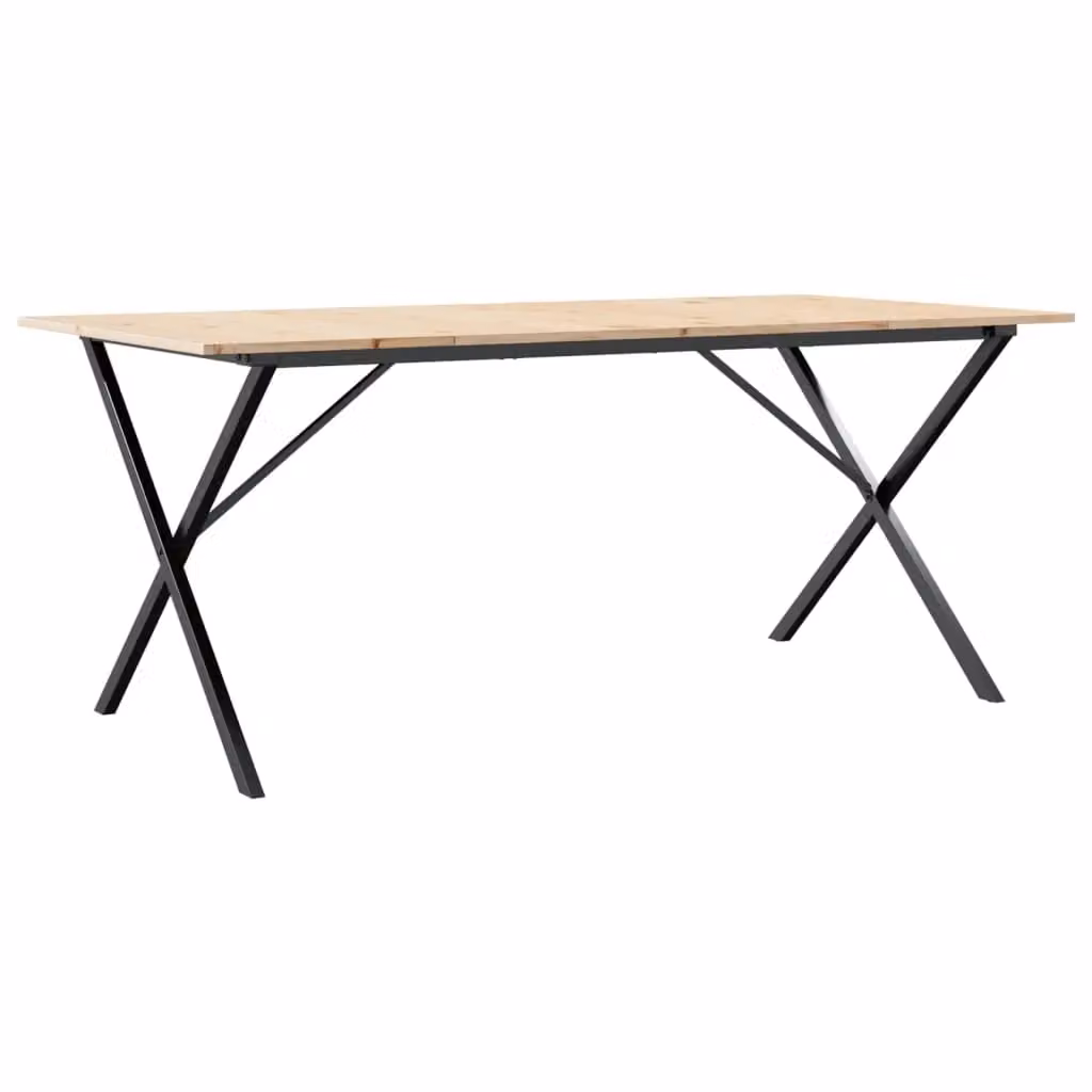 Berkfield Home X-Frame Rectangular Dining Table in Brown Solid Pine and Metal, W: 180 cm, D: 90 cm, H: 75 cm – 2