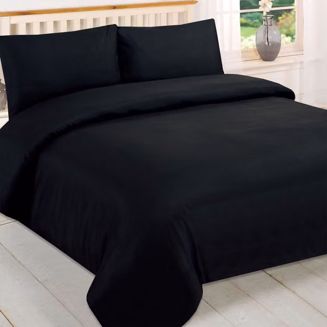 Brentfords Plain Dyed Microfibre Duvet Cover and Pillowcase Set, Black, W: 220 cm, L: 230 cm, Duvet Cover: 180 x 200 cm – 3