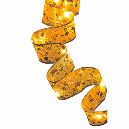mysmartbuy Gold LED Wired Ribbon Decoration, Battery Powered Flexible Festive Lights, Length: 5 m – 2
