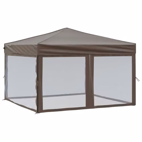 vidaXL Folding Party Tent with Sidewalls in Beige, W/D/H: 3 x 3 x 2.45 m – 1