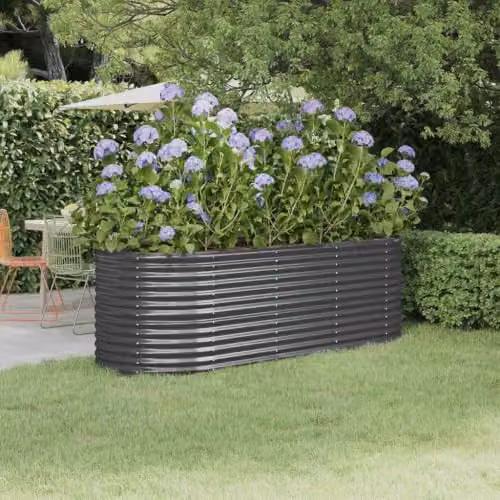 vidaXL Galvanised Steel Raised Bed in Anthracite, W/D/H: 224 x 80 x 68 cm – 2