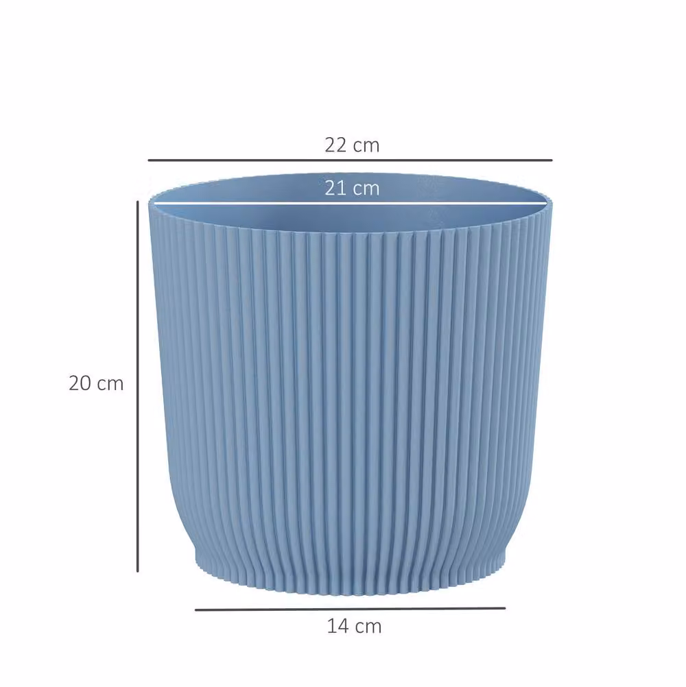 STILVORA Set of 3 Blue Plastic Plant Pots for Indoor Plants, Diameter: 22 cm – 3