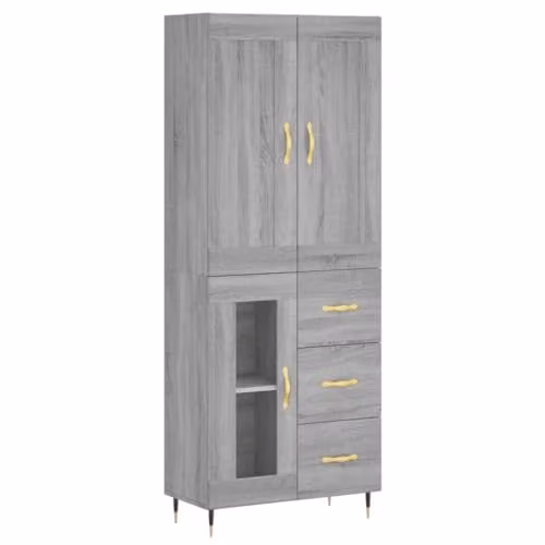 vidaXL Modern Grey Highboard W: 69.5 cm, D: 34 cm, H: 180 cm