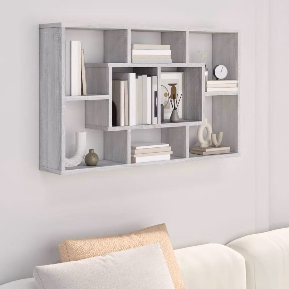 Berkfield Home Wall Mounted Shelf in Grey Sonoma, W/D/H: 85 x 16 x 52.5 cm – 2
