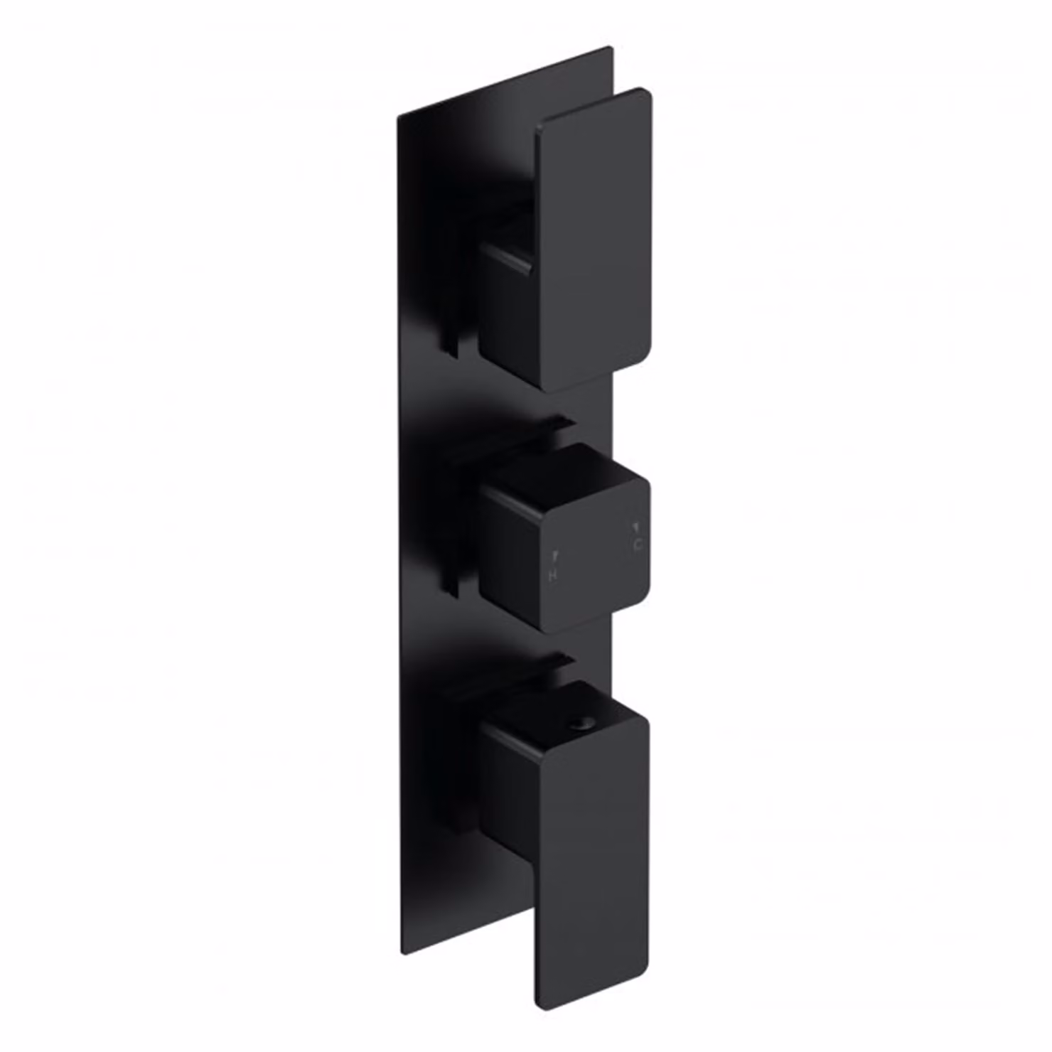 Windon Square Matt Black Triple Thermostatic Shower Valve with Diverter and Concealed Brass Construction