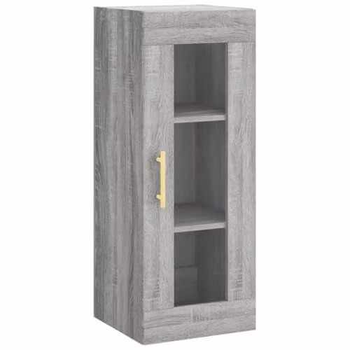 vidaXL Wall Mounted Cabinet in Grey with Glass Doors, W/D/H: 34.5 x 34.0 x 90.0 cm – 1