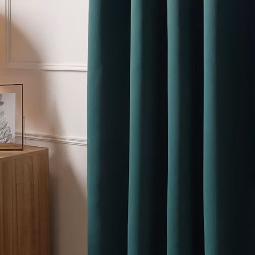 OHS Pair of Thermal Insulated Blackout Eyelet Curtains in Dark Green, W: 167 cm, H: 183 cm – 3