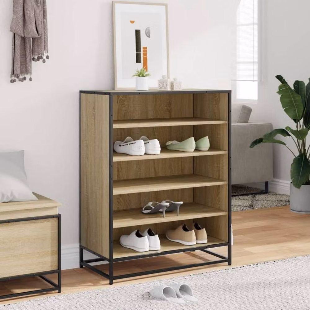 Berkfield Home Shoe Cabinet in Brown Sonoma Oak, W/D/H: 75 x 38 x 97.5 cm – 2