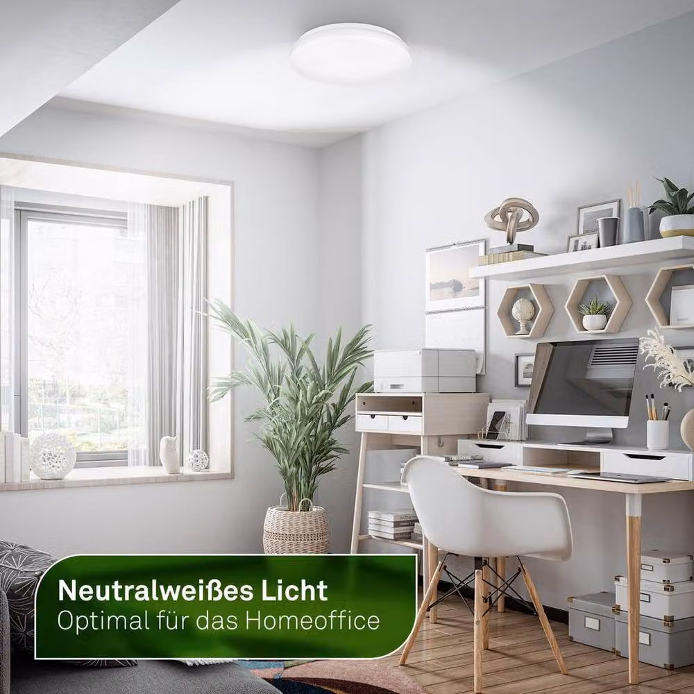Briloner Modern Round LED Ceiling Light, White, 8W, 1700lm, W/D/H: 29 x 29 x 6 cm – 3