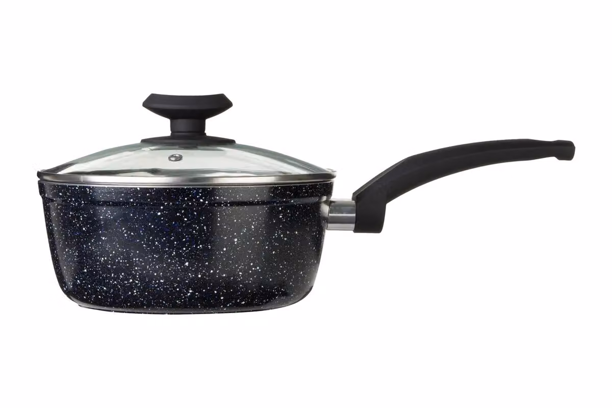 Orsina Non-Stick Aluminium 20cm Saucepan with Glass Lid, Black – 3