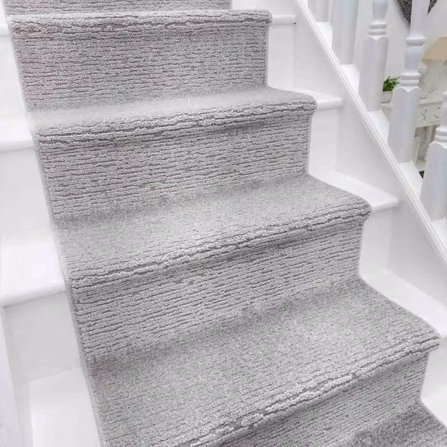 runrug Quin Stair Runner Carpet, Light Grey, W: 66 cm, L: 450 cm