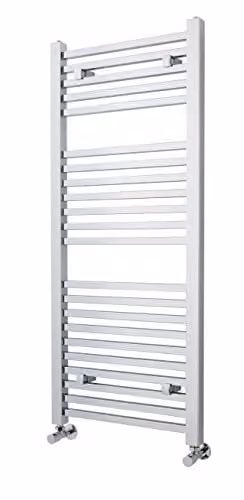 nuie MTY109 Modern Vertical Square Heated Ladder Towel Rail, Silver, H 120 cm x W 50 cm – 1
