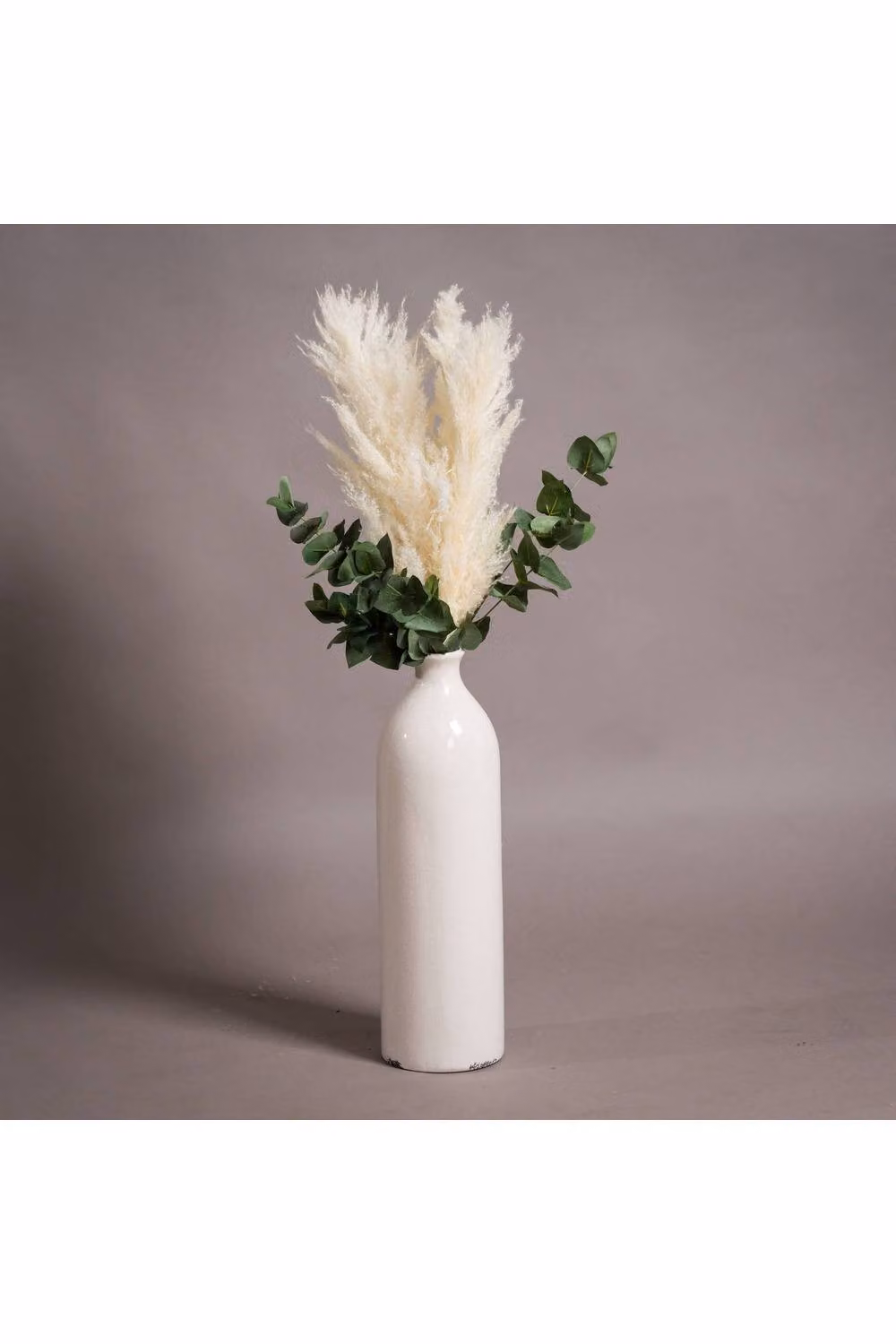 Hill Interiors Garda Gisela Glazed Ceramic Vase in White, H 51.0 cm x W 18.0 cm x D 18.0 cm – 2
