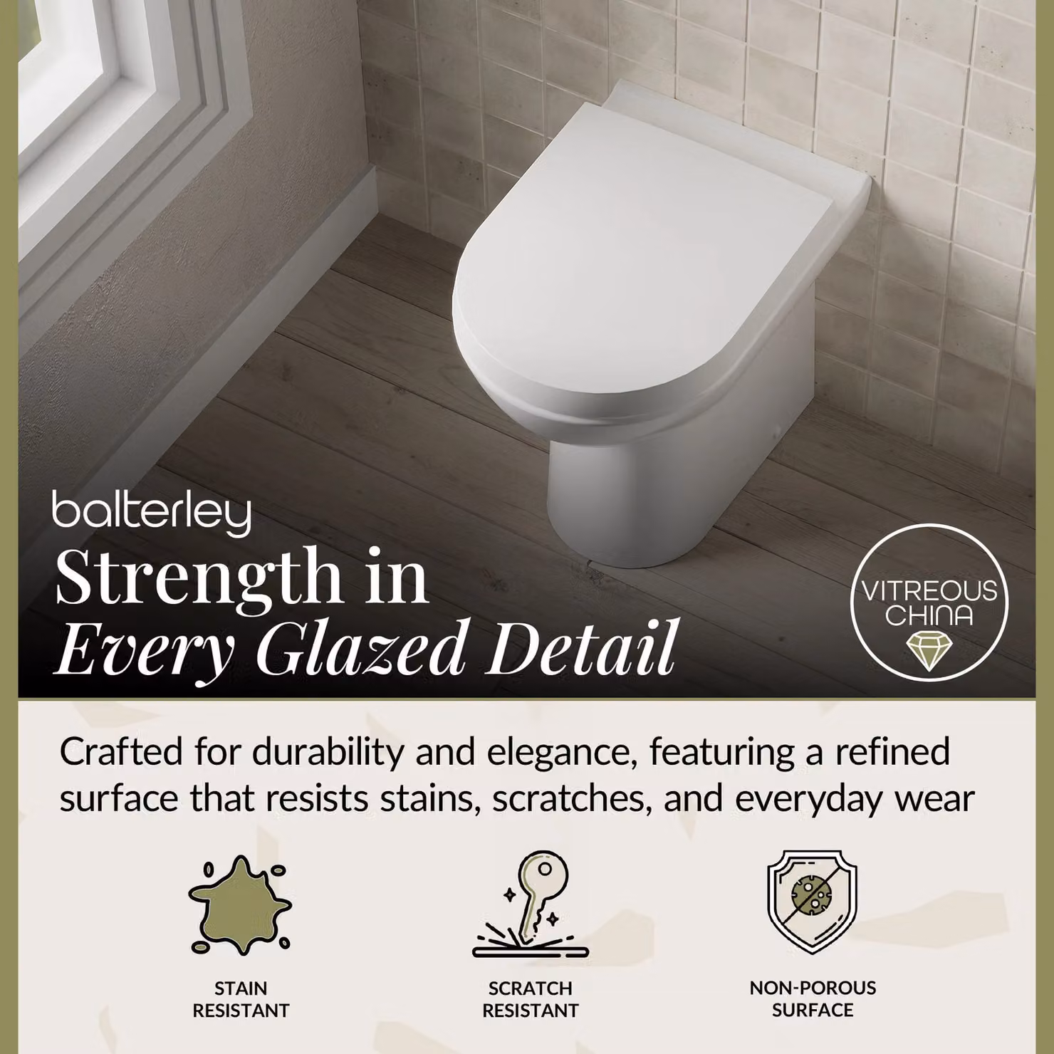 Balterley Comfort Height Back To Wall Toilet Pan, White, W: 45.5 cm, D: 37.5 cm, H: 54.5 cm – 2