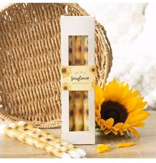 KDMD Set of 3 Sunflower Taper Candles in Yellow