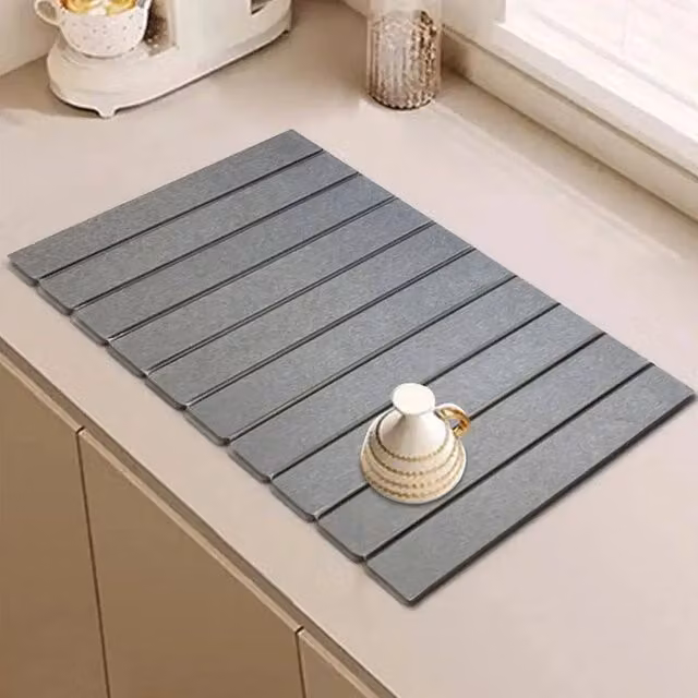 SPETLEK Foldable Super Absorbent Stone Dish Drying Mat, Grey, W: 1000 cm, D: 52 cm