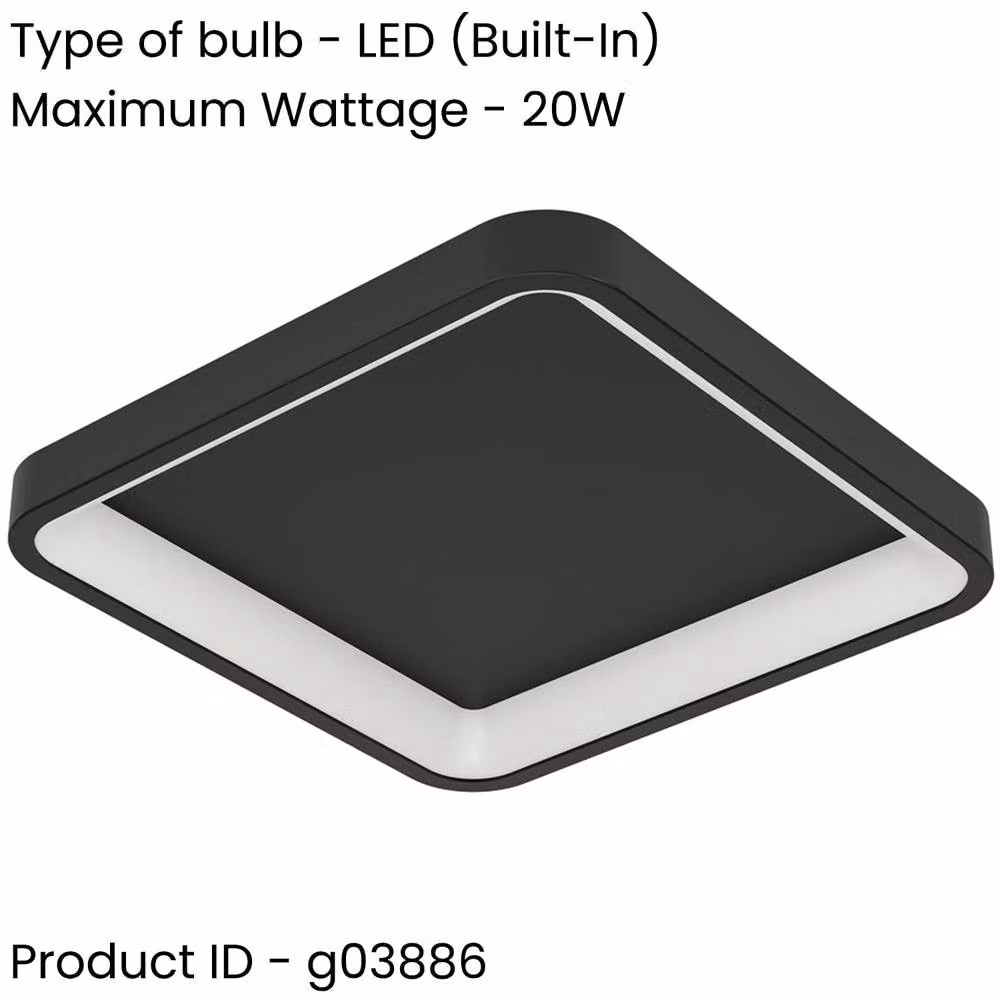 Loops Modern Black Square LED Ceiling Light with Bulb Included – 2