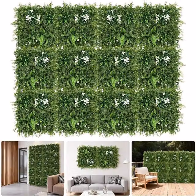 VOGREX Artificial Boxwood Topiary Plant Wall Mats, Green, W/D/H: 50 x 50 x 50 cm – 1