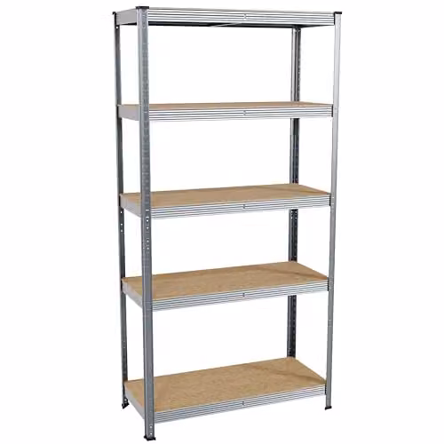 Home Vida 5 Tier Heavy Duty Adjustable Steel Garage and Kitchen Shelving Unit, Silver, H 180 cm x W 40 cm x D 40 cm – 2