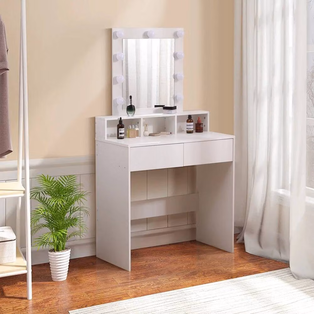PAWNORA Hollywood LED Dressing Table in White with 9 Bulbs – 3