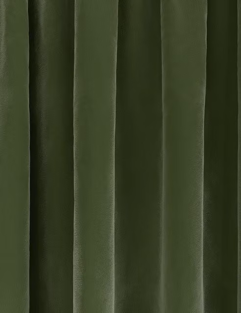 M&S Green Velvet Thermal Insulating Pencil Pleat Curtains, H: 229 cm x W: 168 cm