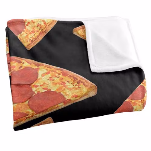 JQ Licensing James Piazza Pizza Pattern Super Soft Silky Touch Fleece Throw Blanket, Multicolour, W/D/H: 91 x 147 cm – 2