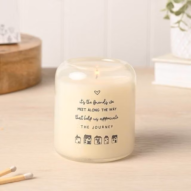 Moments Friends Make The Journey Small Tabletop Candle in Beige