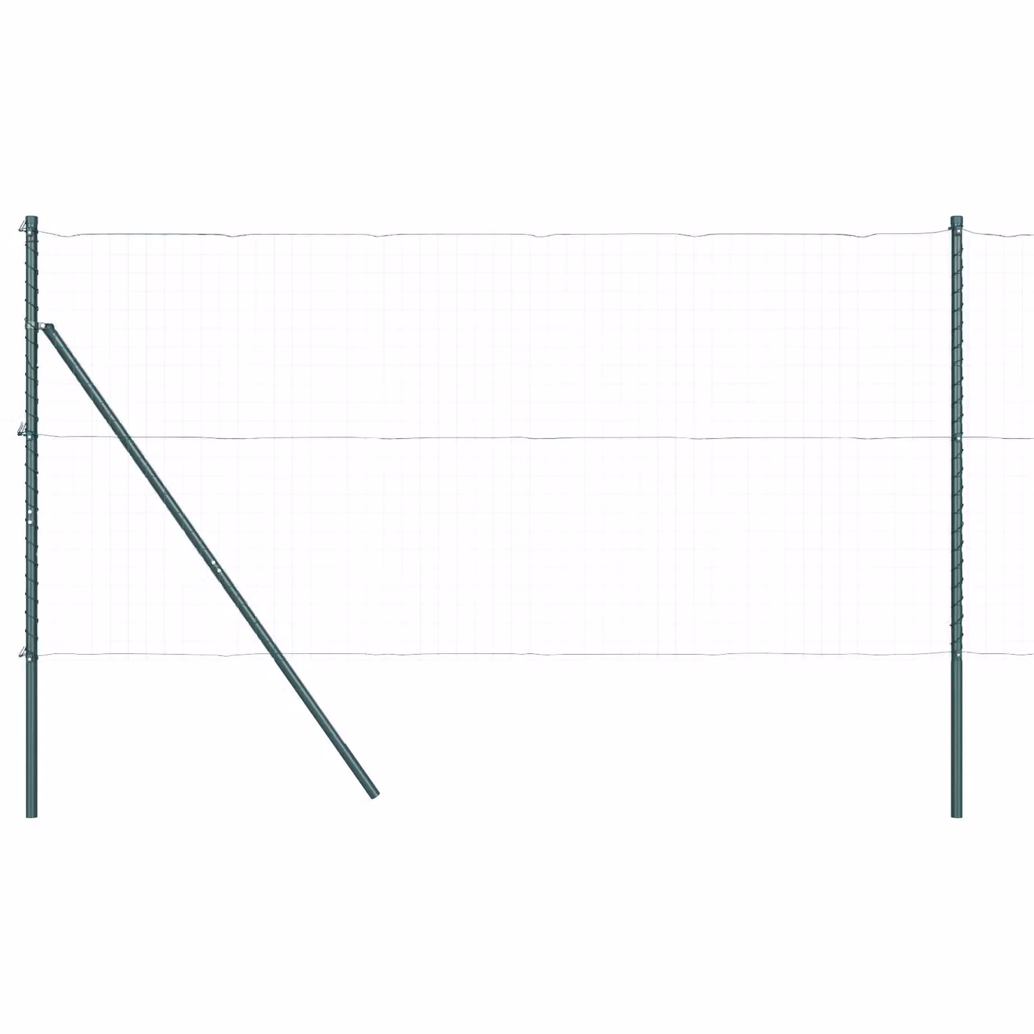 Berkfield Home 52-Piece Green Galvanised Steel Round Fence Posts, H: 200 cm, Diameter: 3.2 cm – 2