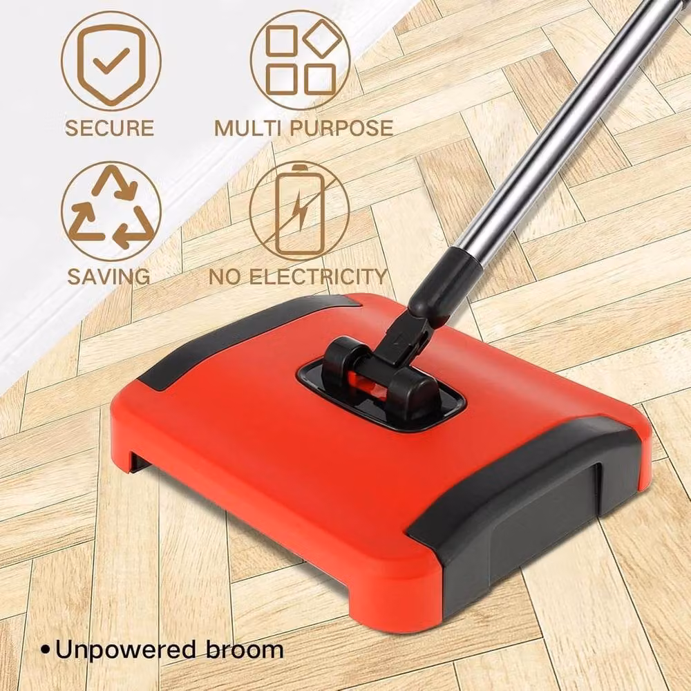 NESTLUNE Manual Floor Sweeper and Non-Electric Carpet Cleaner in Red, W: 100 cm, D: 15 cm – 5