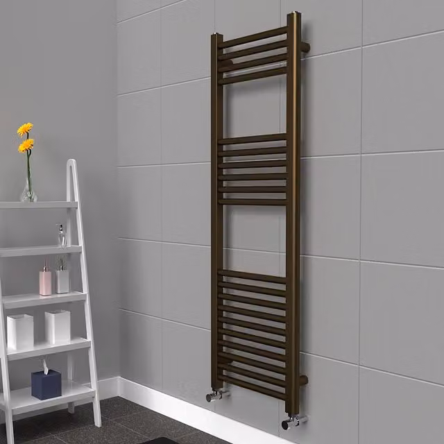 Lux Heat Coloured Steel Towel Radiator in Antique Brass, W: 40 cm, H: 120 cm
