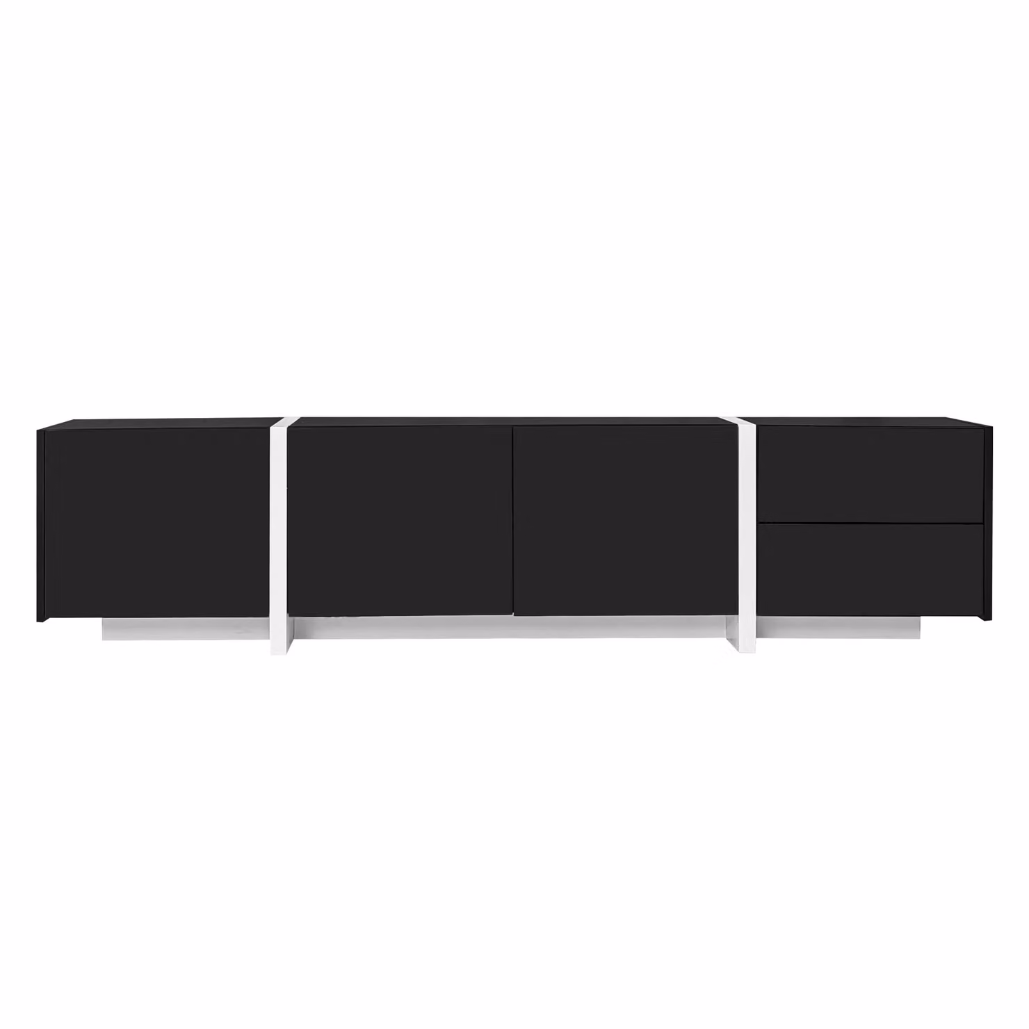 Aosom UK High-Gloss Modern TV Cabinet with 3 Doors and 1 Drawer in Black and White, W/D/H: 170 x 29.5 x 40 cm – 2