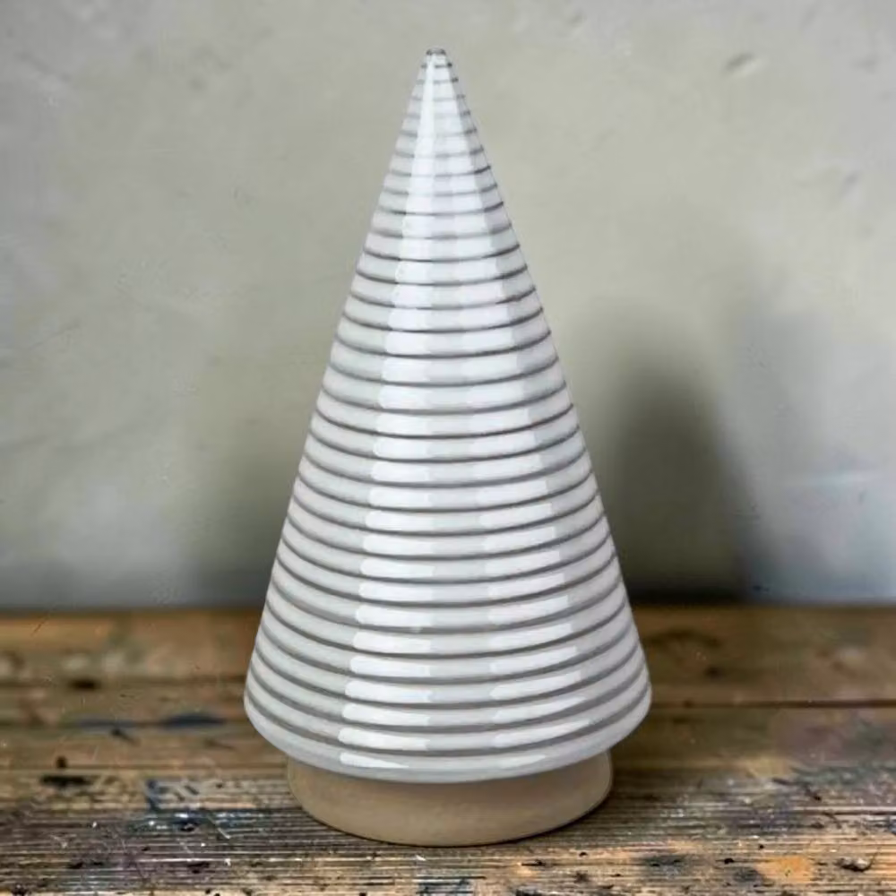 Four Candle White and Grey Glazed Ceramic Christmas Tree Ornament – 2