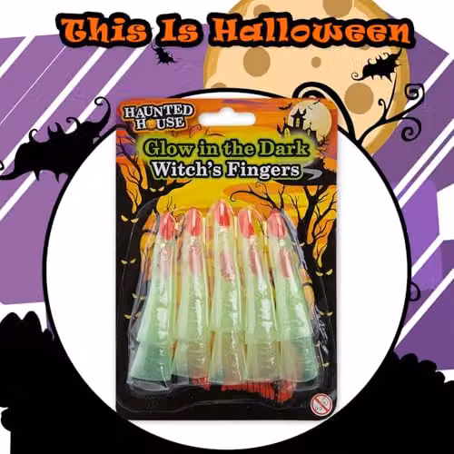 VFM e-Store Glow in the Dark Witch Finger Toppers, Green, 10 cm – 8