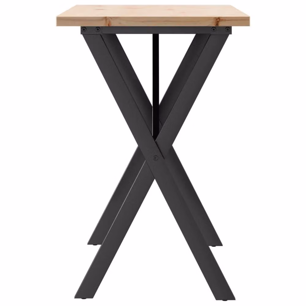 Berkfield Home X-Frame Rectangular Dining Table in Brown Solid Pine and Steel, W: 100 cm, D: 50 cm, H: 75.5 cm – 3