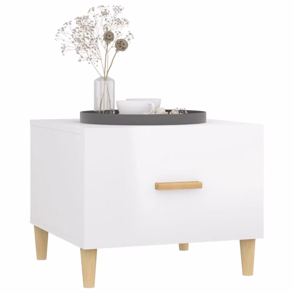 Berkfield Home Set of 2 High Gloss White Square Coffee Tables, W/D/H: 50 x 50 x 40 cm – 2