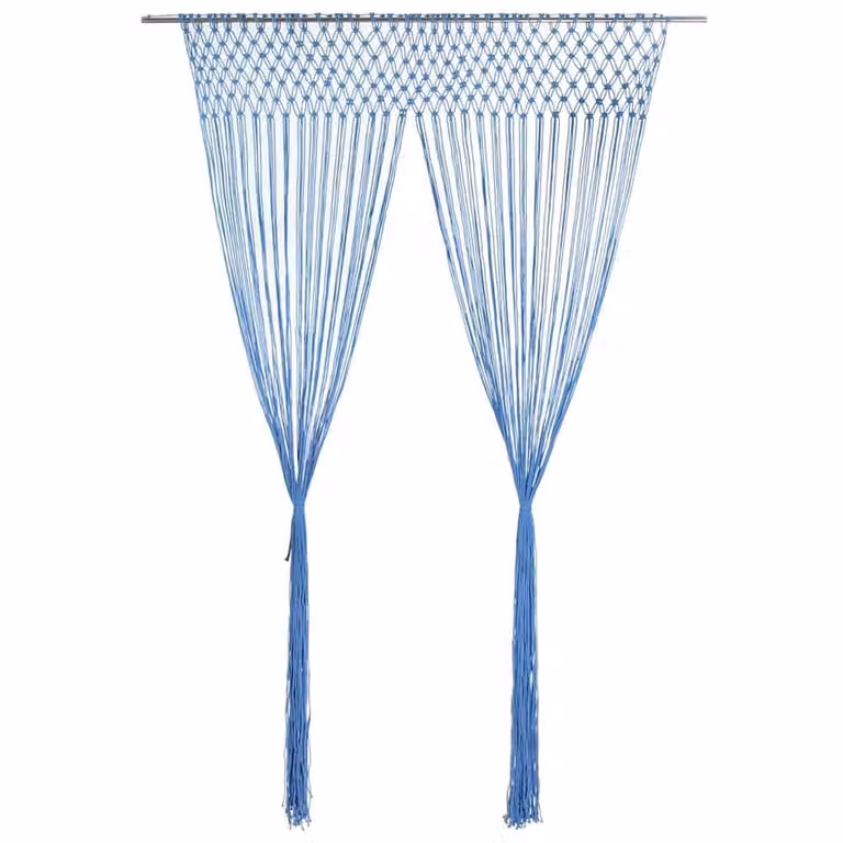 Berkfield Home Blue Macrame Cotton Curtain W/H: 140 x 240 cm