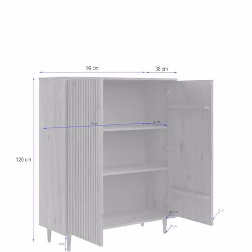 Dorel Home Furnishings Jerzy Highboard in Brown Waxed Pine with 2 Hinged Doors, D/W/H: 38 x 99 x 120 cm – 3