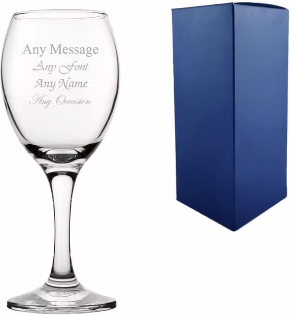 Uniqueful Personalised Engraved Wine Glass with Any Message, Clear, 325ml
